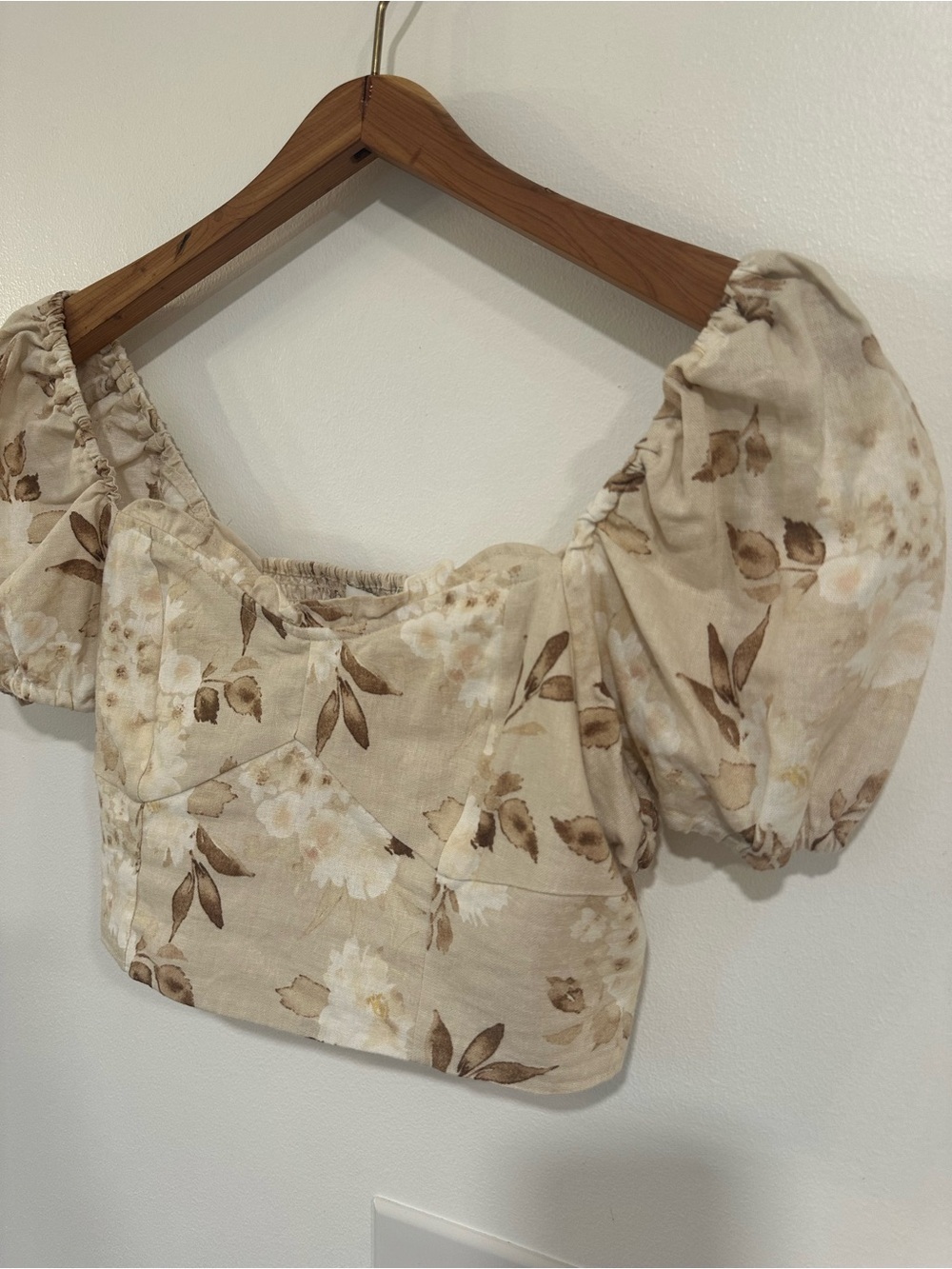 House of Harlow 1960 Samina Floral Linen Blend Puff Sleeve Top Women’s Size 4 - Picture 2 of 5